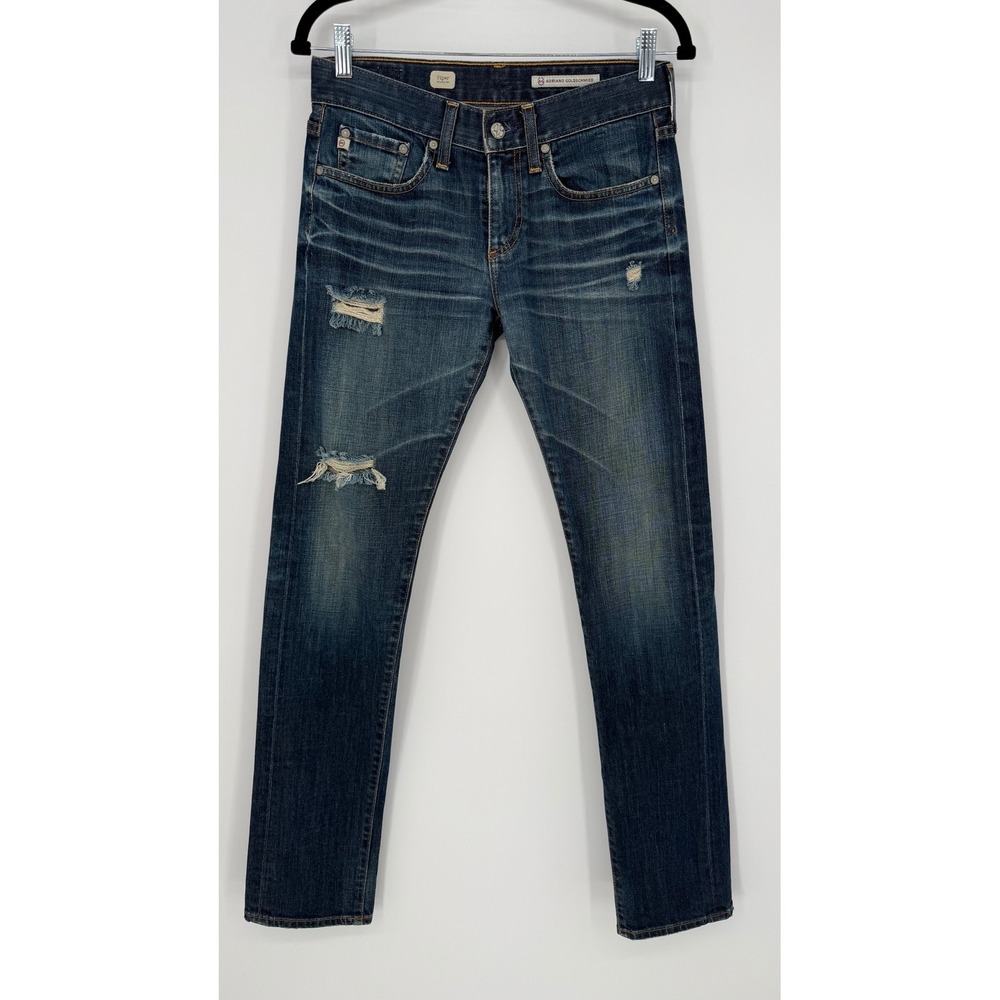 AG ADRIANO GOLDSCHMIED PIPER SLOUGHY SLIM DARK WASH JEANS DISTRESSED SIZE 26‎